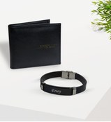Resim Bk Gift Kişiye Özel Isimli Siyah Deri Cüzdan Ve Bileklik Hediye Seti-5 