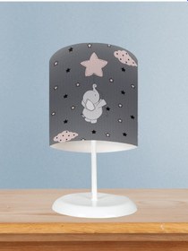 Resim Mekta Home Bebek Ve Çocuk Odası Seksekli Uçan Fil Desenli Abajur 