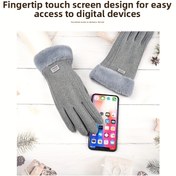 Resim Kadın Kışlık Dokunmatik Ekran Eldivenleri - Kalın Rüzgar Geçirmez & Yüksek Kaliteli, Ultra Yumuşak Peluş Polar, Elastik Uyumlu Bisiklet, Kayak, Köpek Gezdirme için - Dokunmatik Ekran Uyumlu Şık Tasarım, Kış Sporları Ekipmanı, Zarif Eldiven Tasarımı 