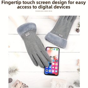 Resim Kadın Kışlık Dokunmatik Ekran Eldivenleri - Kalın Rüzgar Geçirmez & Yüksek Kaliteli, Ultra Yumuşak Peluş Polar, Elastik Uyumlu Bisiklet, Kayak, Köpek Gezdirme için - Dokunmatik Ekran Uyumlu Şık Tasarım, Kış Sporları Ekipmanı, Zarif Eldiven Tasarımı 