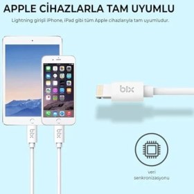Resim Grains Global Bix BX-IP01UC Type-C To Lightning 3A Hızlı Şarj ve Data Transfer Kablosu Beyaz 1 Metre 