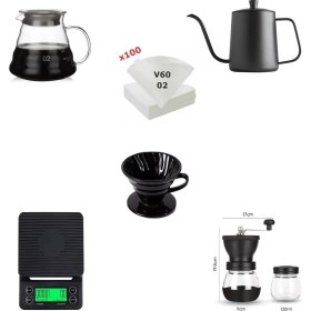 Resim Siyah V60 Kahve Demleme Seti, Barista Stili, Tam Takım 