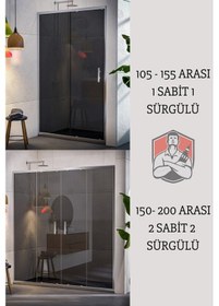 Resim Marka- 6 Mm Füme Temper Cam Duşakabin H:190 Özel Seri Krom Aksesuar İki Duvar Arası Diğer 