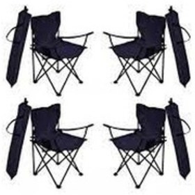 Resim Katlanabilir Kamp Sandalyesi 4 Adet Lacivert 