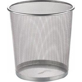 Resim Çift Delikli Gümüş Gri Çöp Kutusu, Ofis ve Masa Altı Kullanımı 