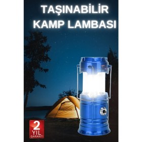 Resim Zero Land Resveq Büyük Boy Güneş Enerjili Kamp Feneri Işıldak Lamba USB Şarjlı 