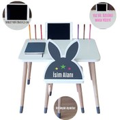 Resim Ahşap Çocuk Oyun Ve Aktivite Masa Sandalye Takımı Tekli Beyaz 