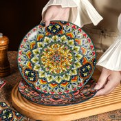 Resim 1 adet Canlı Bohem Tarzı 8.5 inç El Boyaması Seramik Yemek Tabak - Renkli Çiçek & Paisley Tasarımı, Biftek, Makarna, Salata için İdeal | Gıda Güvenliği, Her Mevsim İçin Çok Yönlü Sofra Takımı, Allseason Tabaklar|Canlı Seramik Tabak|Dekoratif Sofra Takımı 