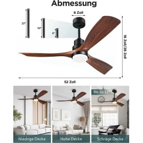 Resim 132 cm Tavan Vantilatörü ve LED Aydınlatma,sessiz Dc Motor, Uzaktan Kumanda 