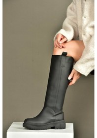 Resim Fox Shoes V973555509 Siyah Düz Tabanlı Kadın Binici Çizmesi Siyah 