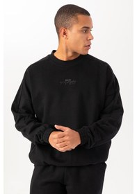 Resim Maraton Sportswear Oversize Erkek Bisiklet Yaka Uzun Kol Basic Siyah Sweatshirt 21822-siyah Siyah 