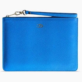 Resim Deri Clutch Çanta | Saks Mavi Togo 