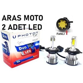 Resim Photon Fanlı Xenon Led Beyaz Ampül H4 12-24 V Duo Soğutucu Fanlı Model 2 Adet Supermoto 