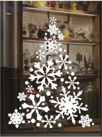Resim Teknik Reklam Noel Çam Ağacı Cam Sticker Yeni Yıl Yılbaşı Sticker Yılbaşı Dekoru Beyaz 