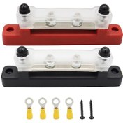 Resim Cp-3120 1 Çift 150a 12-48v Rv Yat Tek Sıralı 2 Yönlü Bara, 8 Adet Terminalli Siyah + Kırmızı 