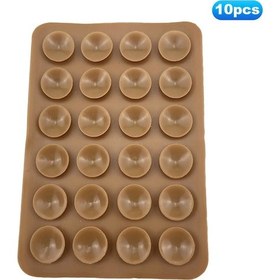 Resim Cbtx Telefonlar İçin 10 Adet Silikon Vantuz Yapışkanlı Montaj Kaymaz Vantuz Pedleri Ayna Duş Telefon Tutucu - Kahve 