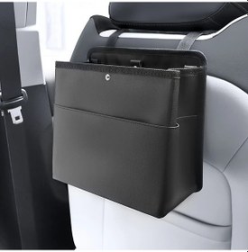 Resim Chuangyinshop Black Multi Fonksiyonlu Katlanır Araba Çöp Kutusu Koltuk Arkası Asılı Depolama Çantası Araç İç Aksesuarları Düzenleyici Kutu 