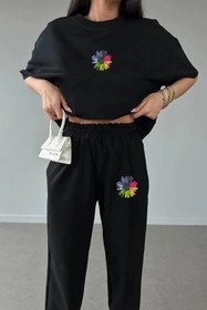 Resim LAND MODA Pempe Kelebek Baskılı Tshirt Eşofman Alt Üst Takımı 