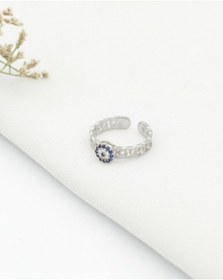 Resim Nazar Boncuğu Motifli Eklem Gümüş Yüzük Gümüş 