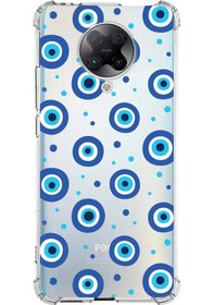 Resim Prinrify Poco F2 Pro Uyumlu Nazar Boncuğu 1 Baskılı Şeffaf Köşe Korumalı Antişok Kılıf 