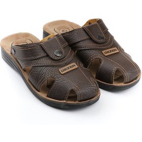 Resim Gezer Yazlık Erkek Çıtçıtlı Ayarlanabilir Terlik-sandalet Kahve 
