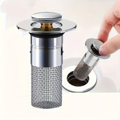 Resim Paslanmaz Çelik Pop-Up Lavabo Tıpası - Koku Dirençli Süzgeç 3.3-4.06 cm Açıklık için, Temel Banyo Aksesuarı 