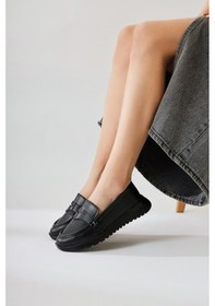 Resim Zain Siyah Lazer Delikli Toka Detaylı Babet 001 