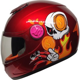 Resim Mts K6 Skull Red Full Face Çocuk Motosiklet Kaskı Kırmızı Renkli PP Malzeme ile Üst Düzey Koruma 