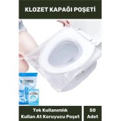 Resim Klozet Kapak Örtüsü Pratik Kullanımlı Hijyenik Klozet Kapağı Poşeti Avm Halka Açık Tuvalet 50 Adet 