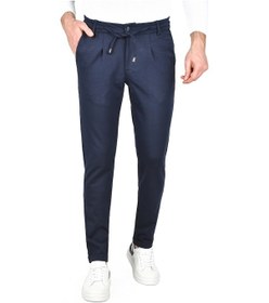 Resim Deepsea Erkek Lacivert Beli Lastikli Slim Fit Likralı Duble Paça Penye Spor Pantolon 2502385 Lacivert 