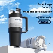 Resim 1'li Paket 40oz Çift Cidarlı Vakumlu Paslanmaz Çelik Termos Bardak, Saplı ve Sızdırmaz Kapaklı - İçecekleri 24 Saat Soğuk/Sıcak Tutar, Dökülme Önleyici Tasarım, Nokta Desenli - Kamp, Seyahat, Spor Salonu, Ofis için Temizleme Fırçası Dahil - Buzlu Kahve & Çay için Mükemmel, Şık İçecek Kabı, Dayanıklı Yapı, Yeniden Kullanılabilir Kupa, Açık Hava Maceraları için İdeal, Noel ve Şükran Günü Hediyesi 