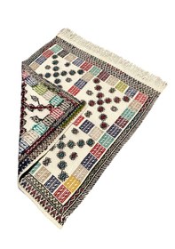 Resim El Dokuma Dekoratif Kilim 80x85 Renkli Küçük Kilim 