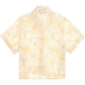 Resim U.S. Polo Assn. Kız Çocuk Açık Sarı Çiçek Desenli Keten Görünümlü Kısa Kollu Gömlek 50307934-VR044 