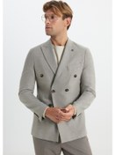 Resim Ac&Co / Altınyıldız Classics Erkek Vızon Yünlü Slim Fit Dar Kesim Kırlangıç Yaka Kapak Cepli Blazer Ceket Vızon Vizon 