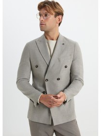 Resim Ac&Co / Altınyıldız Classics Erkek Vızon Yünlü Slim Fit Dar Kesim Kırlangıç Yaka Kapak Cepli Blazer Ceket Vızon Vizon 