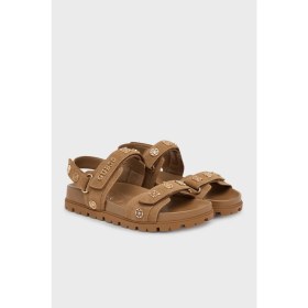 Resim Guess Logolu Cırt Cırtlı Süet Dokulu Sandalet FLPFLOESU03 Bayan Sandalet Flpflo ESU03 Brown 