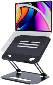 Resim Basic 2 Tüm Modellerle Uyumlu Metal Kolay Ayarlanır Katlanabilir Siyah Laptop Standı Yükseltici Laptop Sehpası 