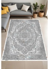 Resim Rovigo Home Dijital Baskı Yıkanabilir Kaymaz Taban Salon Halısı Ve Yolluk Rv108-fnl414 Gri 