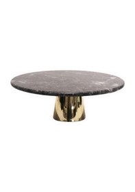 Resim Lux & Marble Liza Black Siyah Mermer Pirinç Ayaklı Pasta Standı 