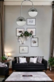 Resim Fer Avize Janin Modern Sarkıt Krom Renk Gövde Salon - Mutfak - Yatak Odası Led 2'li Avize 