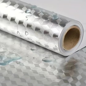 Resim Yüksek Sıcaklığa Dayanıklı, Ocak ve Davlumbaz Stickerları, Bir Rulo Yapışkan Gümüş Kübik Sticker 