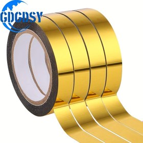 Resim 4 Rulo Altın Metalik Washi Ayna Bantı - Kendinden Yapışkanlı, DIY El Sanatları için Parlak Altın Bitişli, Hediye Paketleme ve Süslemeler (1/2 İnç x 110 Yarda), Yansıtıcı Süslemeler | Zarif Bant Tasarımı | Polyester Bant 