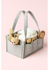 Resim Yunusoğlu Home Gri Keçe Anne Bebek Bakım Çantası Krem Yenidoğan İçin Organizer Düzenleyici Gri 