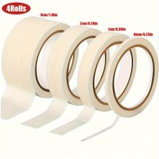 Resim 4 Rulo Çok Boyutlu Boyama Maskesi Bantı - Boyacı Bantı Genel Amaçlı Washi Bant, Ev, Boyama, Ofis, Okul Kırtasiye, Sanat, El İşleri için Yazılabilir Sanat Boyama DIY Bantı 0.58/0.99/2.01/3.0cm*18.76 metre 