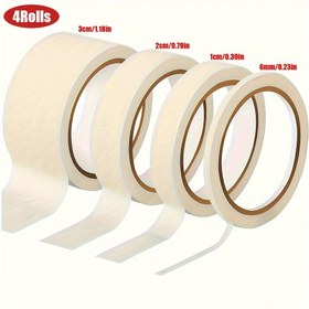 Resim 4 Rulo Çok Boyutlu Boyama Maskesi Bantı - Boyacı Bantı Genel Amaçlı Washi Bant, Ev, Boyama, Ofis, Okul Kırtasiye, Sanat, El İşleri için Yazılabilir Sanat Boyama DIY Bantı 0.58/0.99/2.01/3.0cm*18.76 metre 