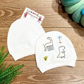 Resim Renkli Puset 2'li Penye Bebek Şapka Bere Takım Dinazor 