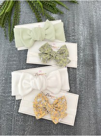 Resim pempem bandana Lovers Kız Bebek fiyonk detaylı Bandana Toka set 