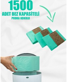 Resim Korbell 16 Lt Çöp Kutuları İle Uyumlu - 3 Paket 1500 Adet Bebek Bezi Kapasiteli Bebek Pudra Kokulu Yerli Çöp Poşeti 
