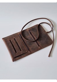 Resim Küçük Tütün Kesesi Cüzdan Tütünlük Hakiki Deri 