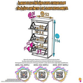 Resim Eliusta Soren 3 Düşer Kapaklı 52 Cm Cordoba Ayakkabılık 52x114x26 Cm Asma 6 Bölmeli Ayakkabılık Cordoba 